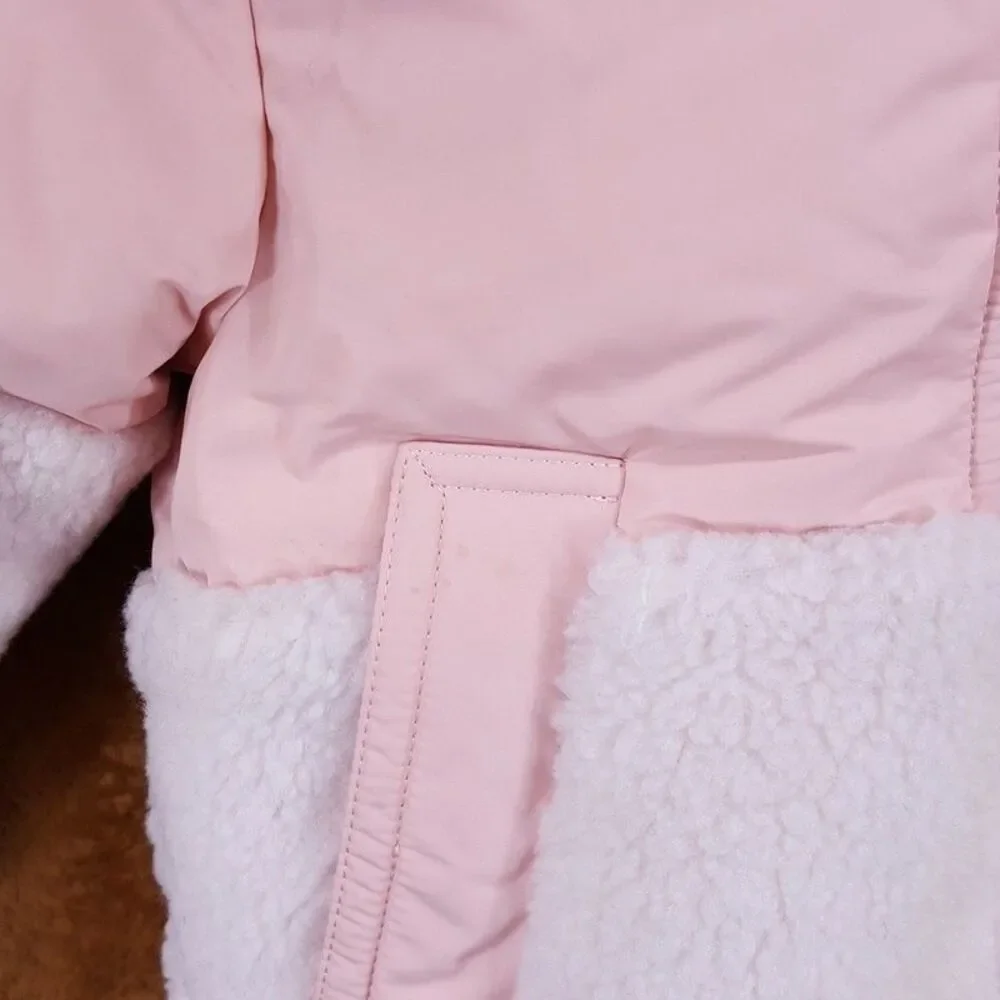 BABY BURBERRY Girls Puffer Coat Size 18M Pink Hooded Lined CALDER $545